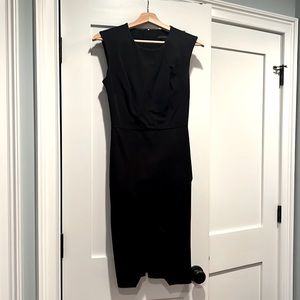 BANANA REPUBLIC BLACK FORM FITTING MIDI ASYMMETRICAL DRESS- Size 2